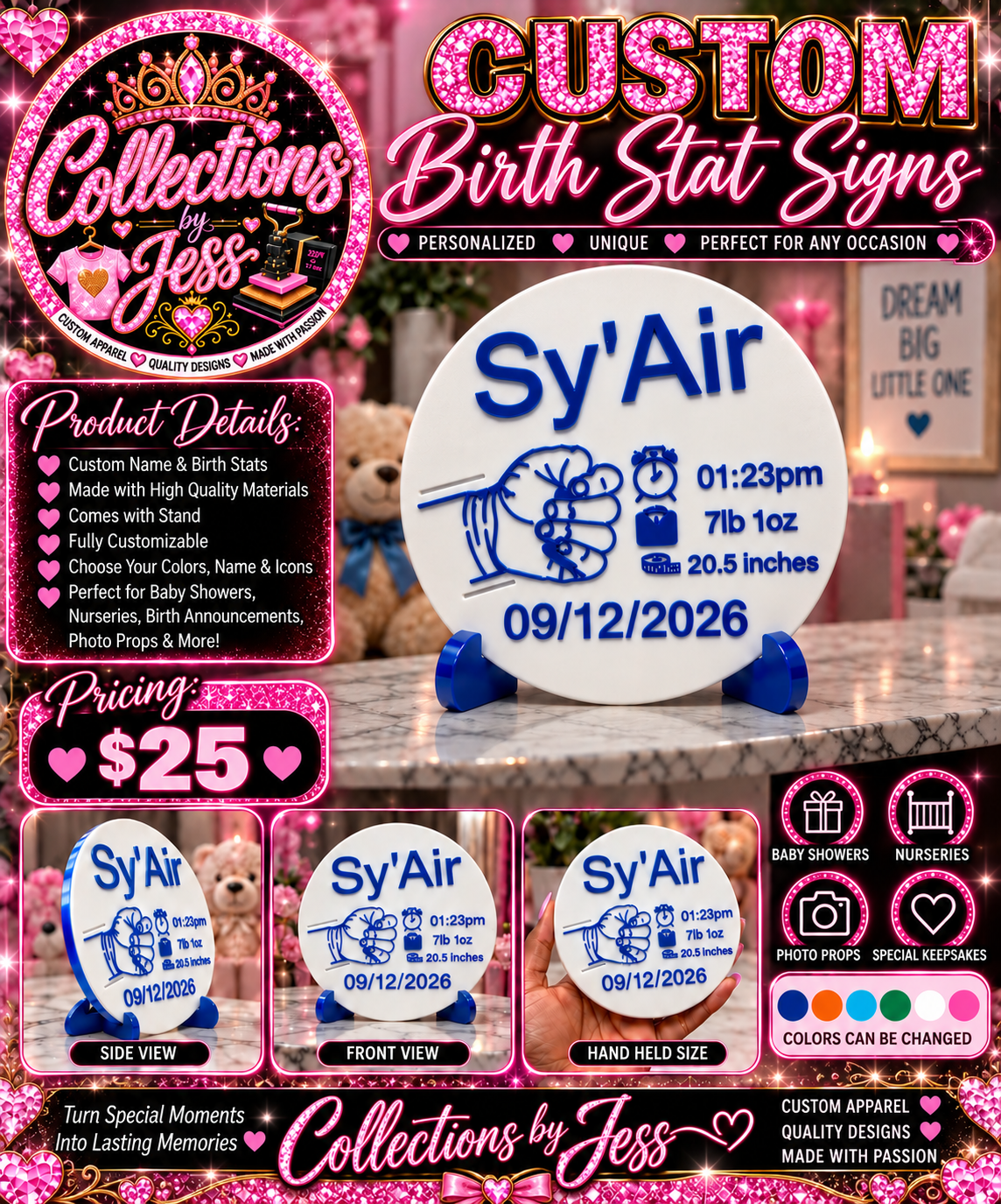 Custom Baby Stat Signs